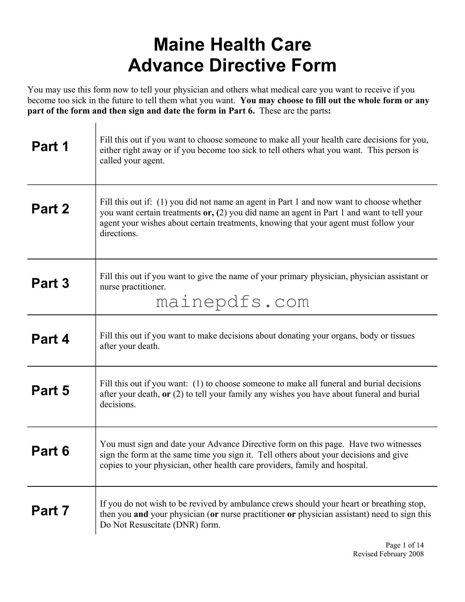 Download Maine Advance Template in PDF