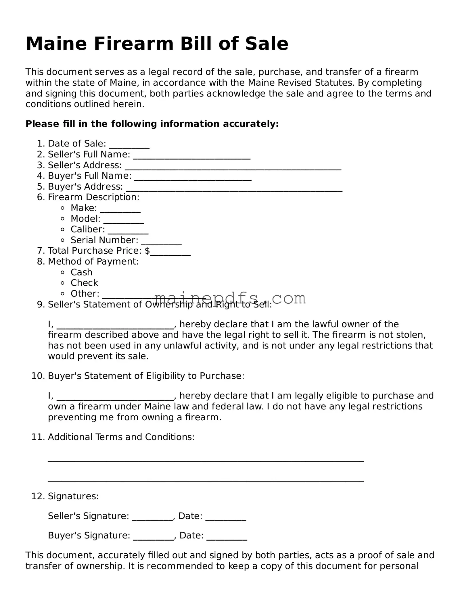 Attorney-Approved Maine Firearm Bill of Sale Template