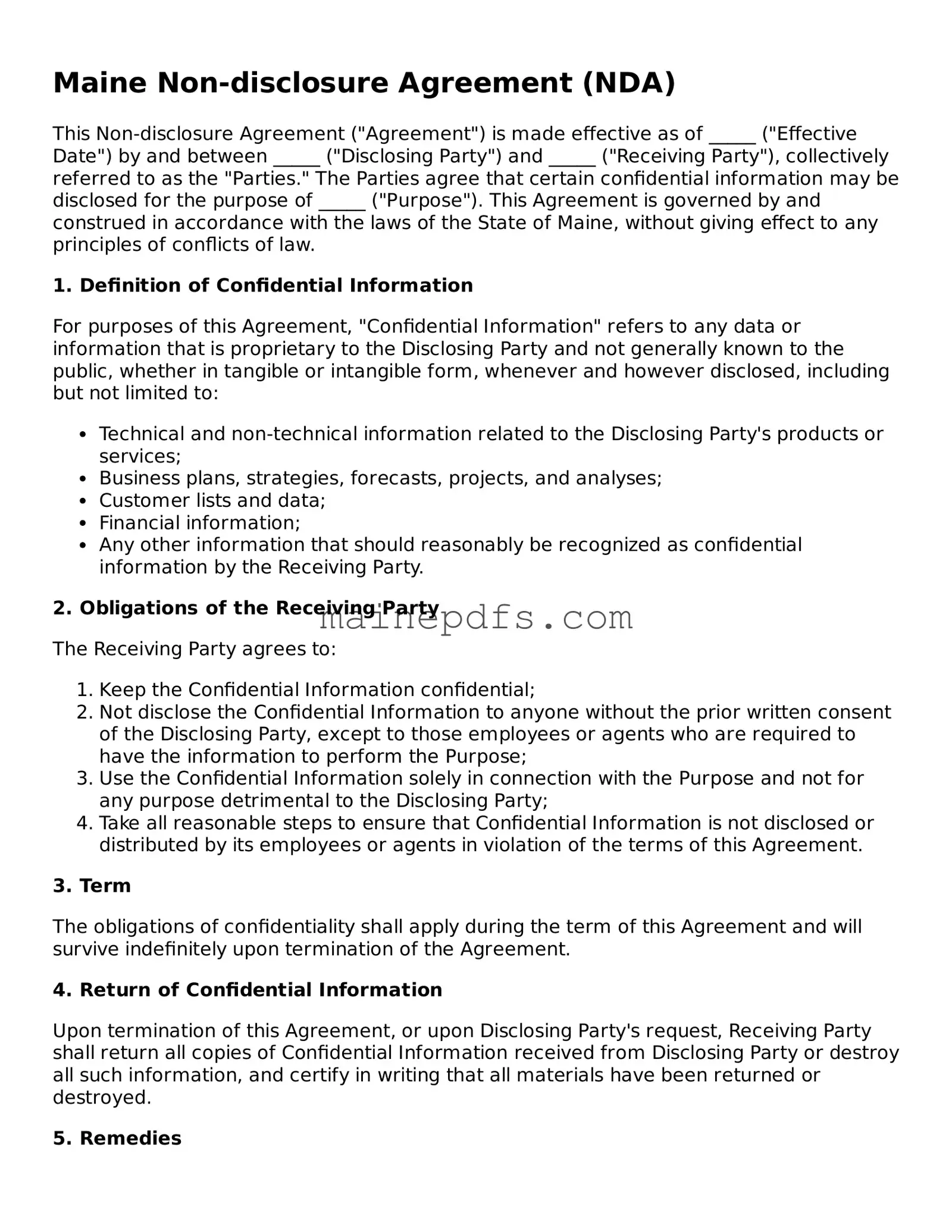 Attorney-Approved Maine Non-disclosure Agreement Template