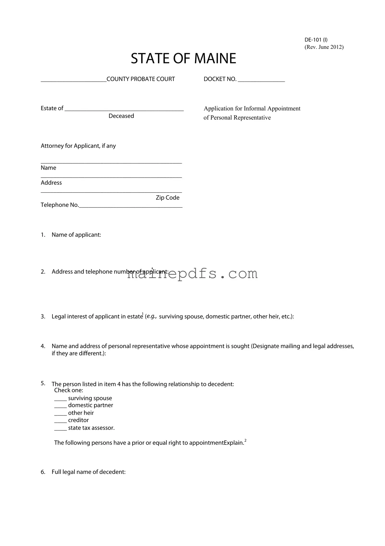 Download Maine De 101 I Template in PDF