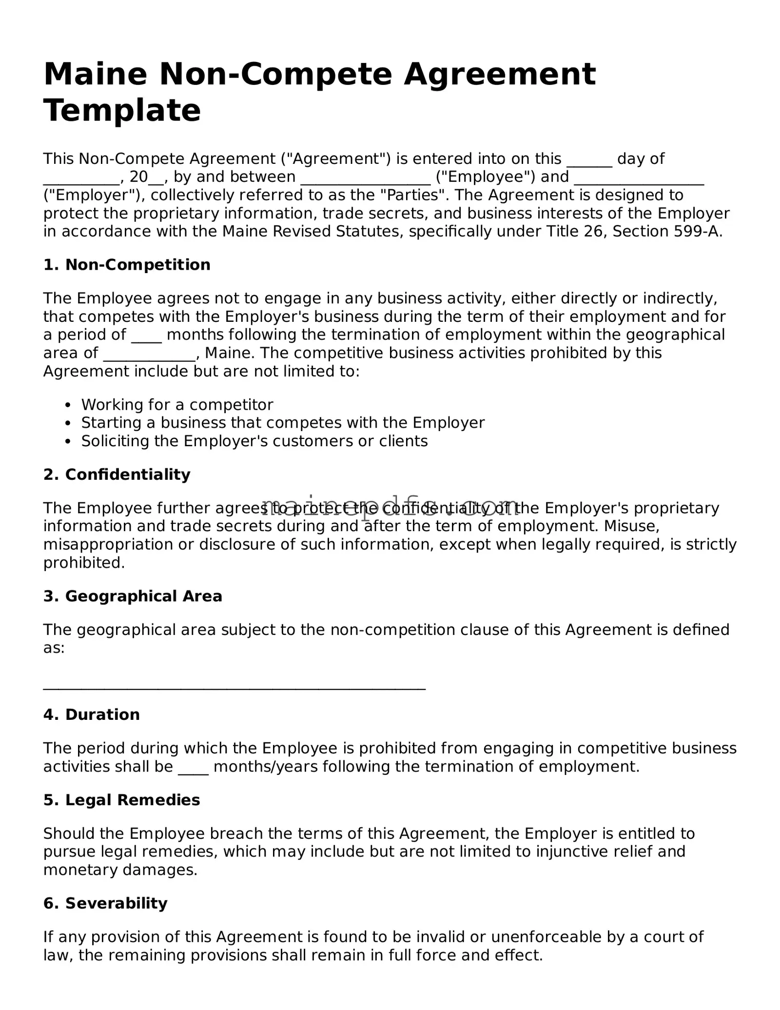 Attorney-Approved Maine Non-compete Agreement Template