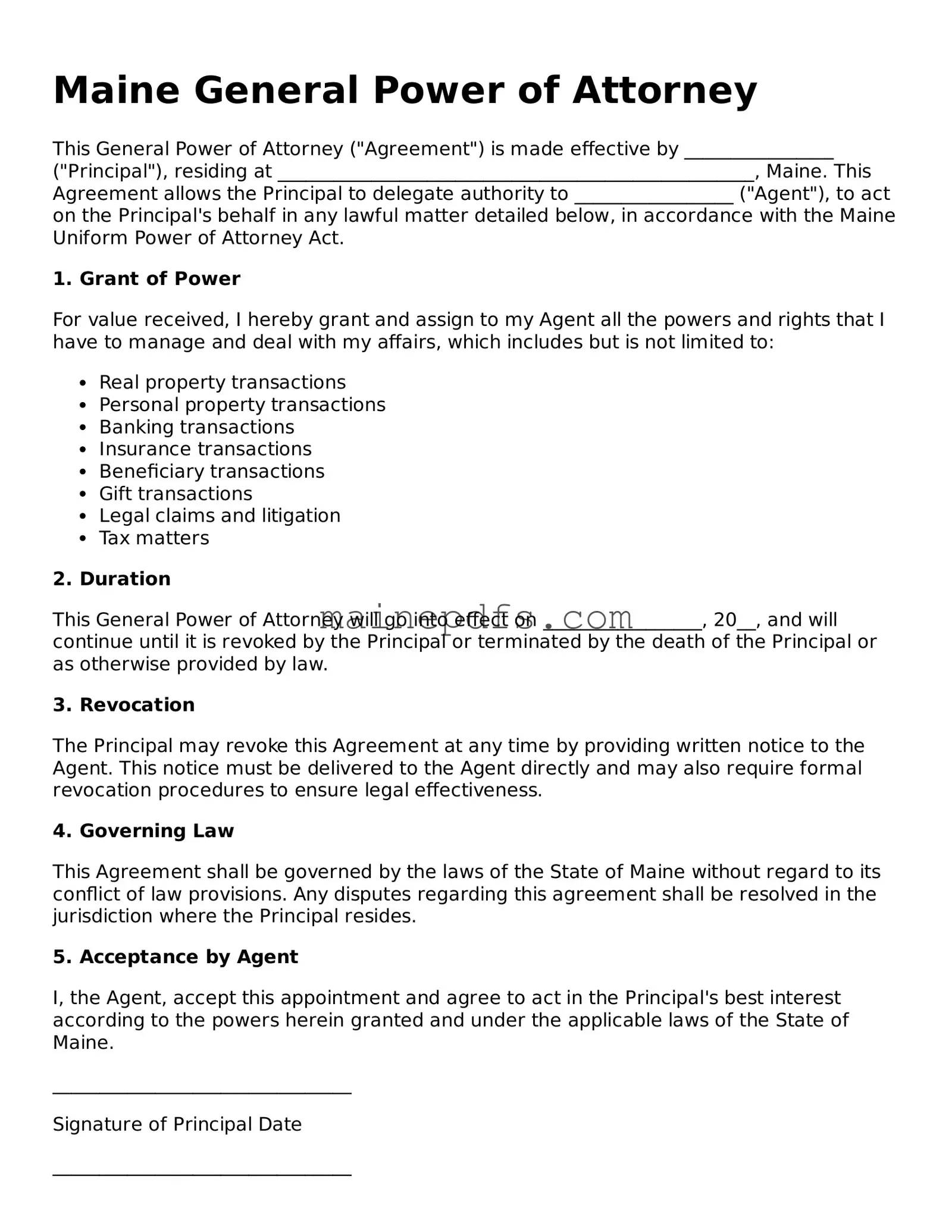 Attorney-Approved Maine General Power of Attorney Template