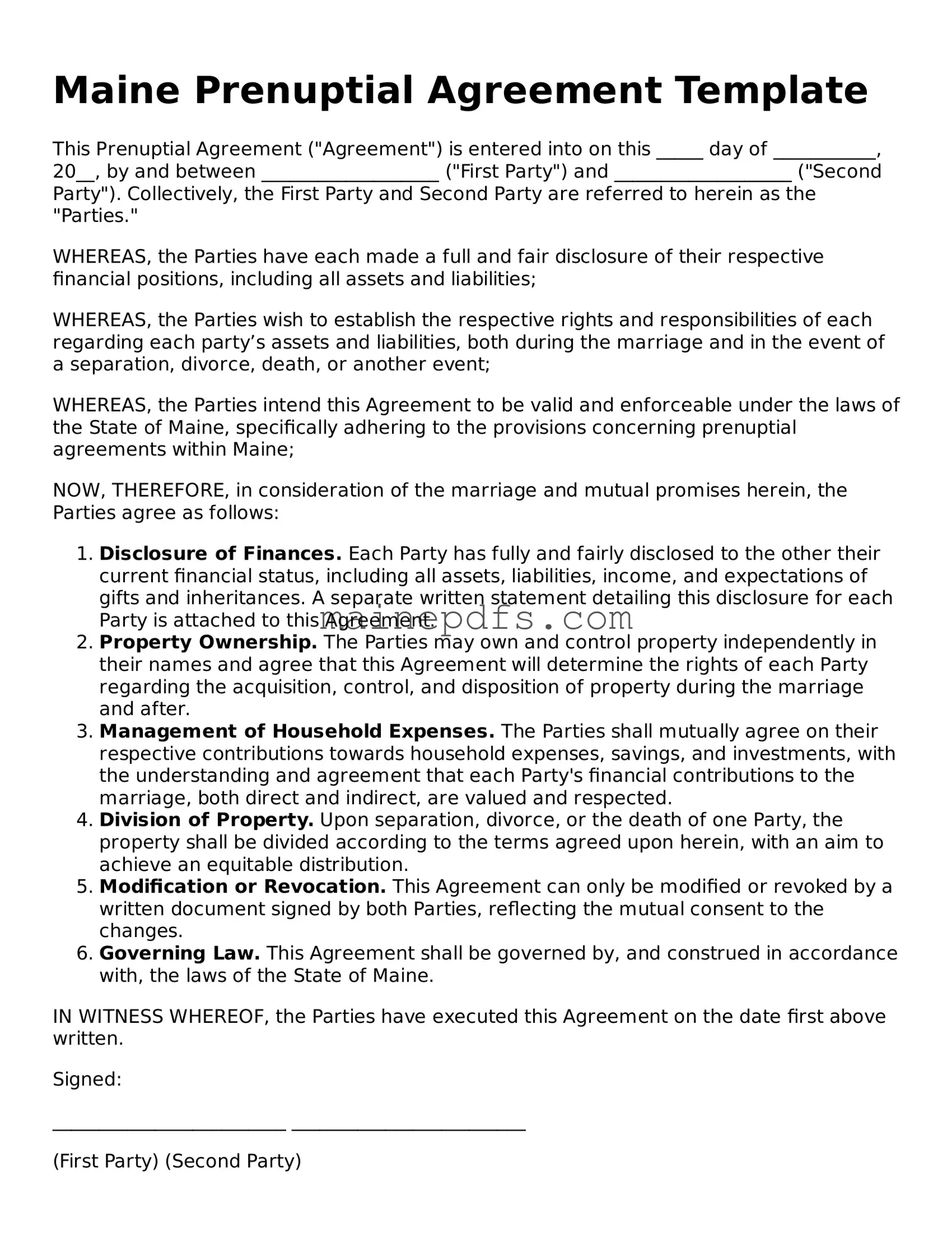 Attorney-Approved Maine Prenuptial Agreement Template