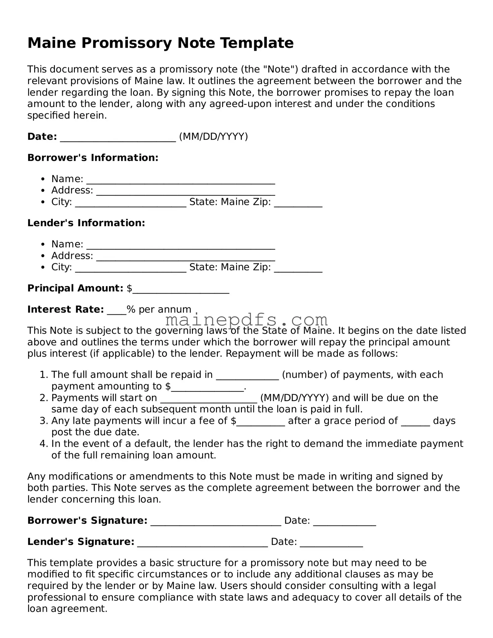 Attorney-Approved Maine Promissory Note Template