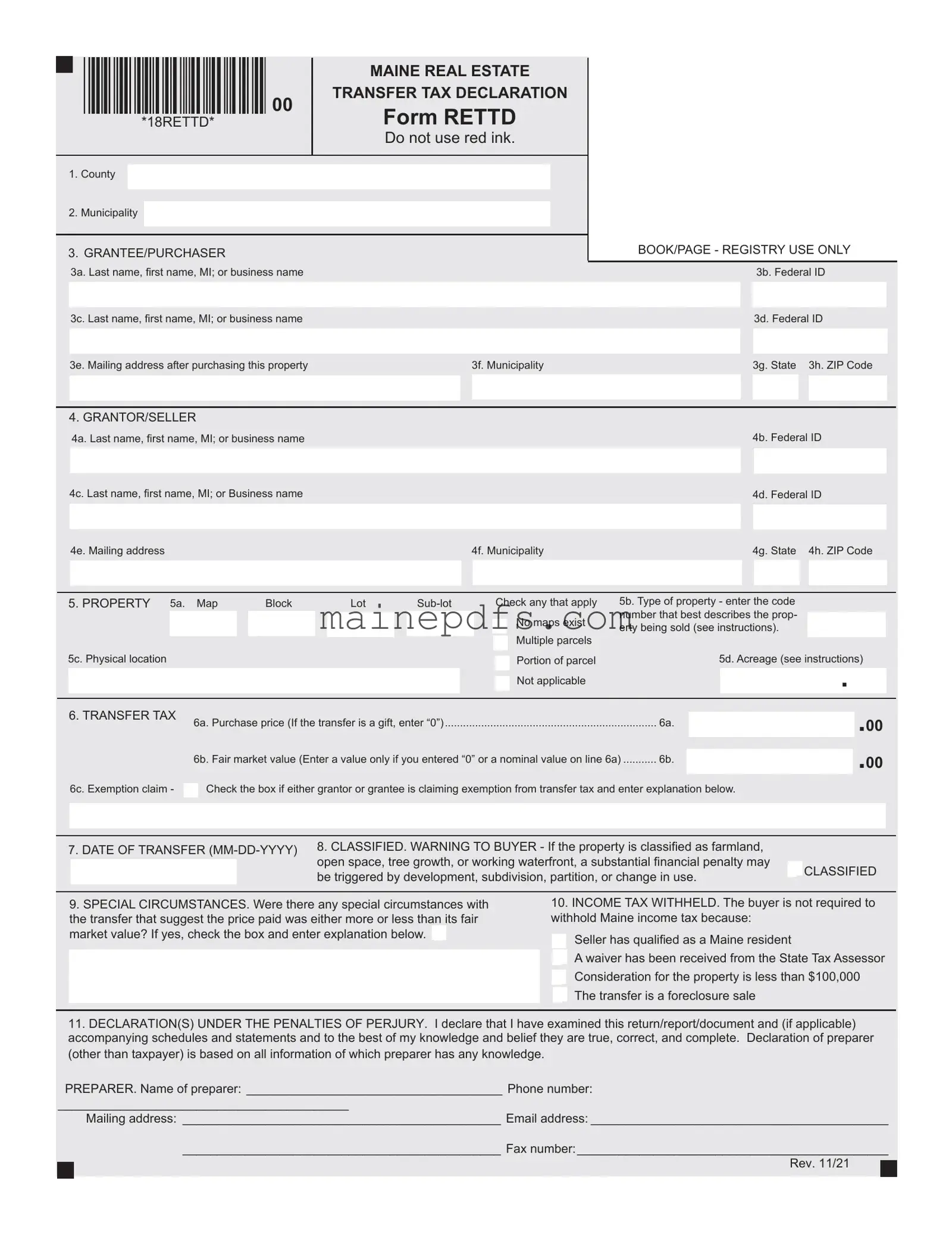Download Maine Tax Template in PDF