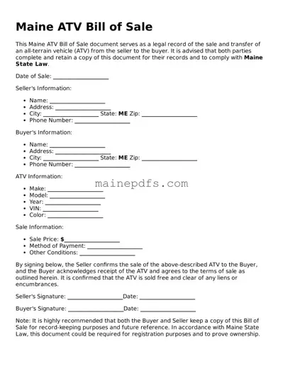 Attorney-Approved Maine ATV Bill of Sale Template