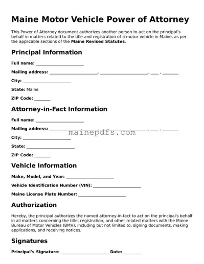 Attorney-Approved Maine Motor Vehicle Power of Attorney Template