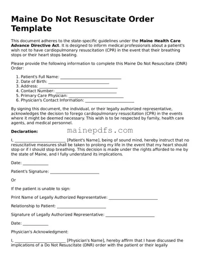 Attorney-Approved Maine Do Not Resuscitate Order Template