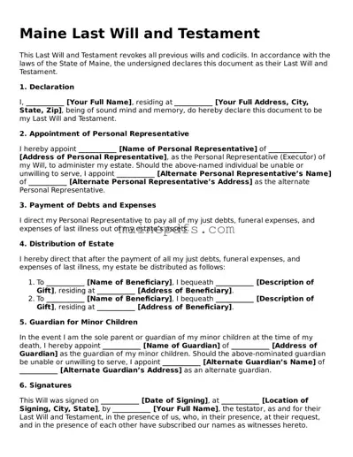 Attorney-Approved Maine Last Will and Testament Template