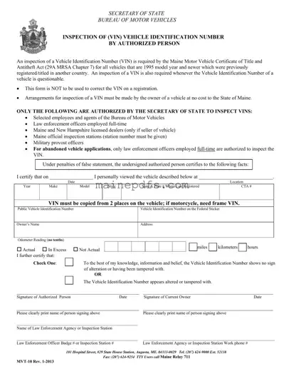 Download Maine Mvt 10 Template in PDF
