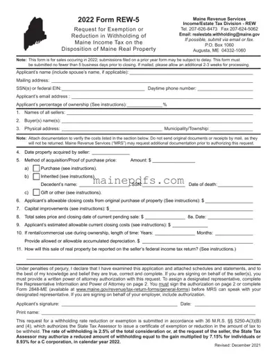 Download Maine Rew 5 Template in PDF