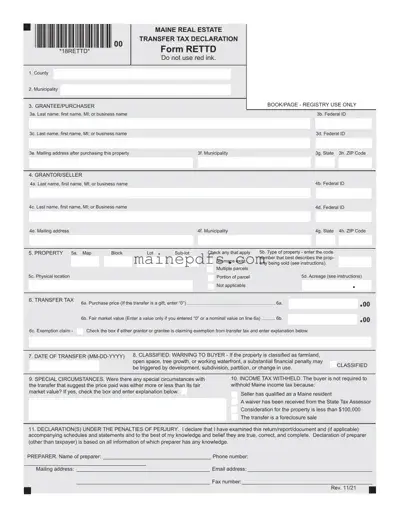 Download Maine Tax Template in PDF