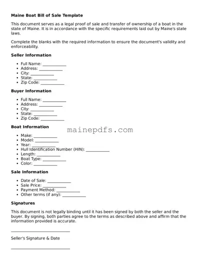 Attorney-Approved Maine Boat Bill of Sale Template